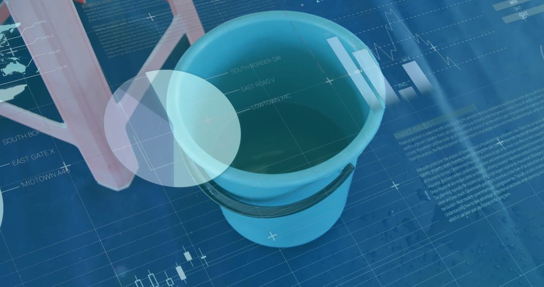 Data Visualization Overlay on Household Items Symbolizing Technology