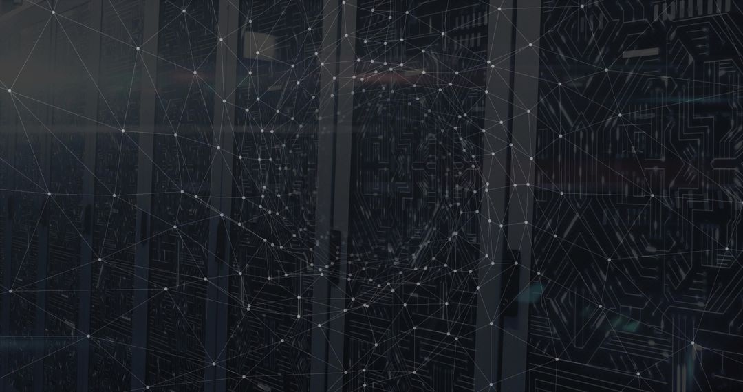 Data Center Network with Glowing Server Racks and Digital Connections