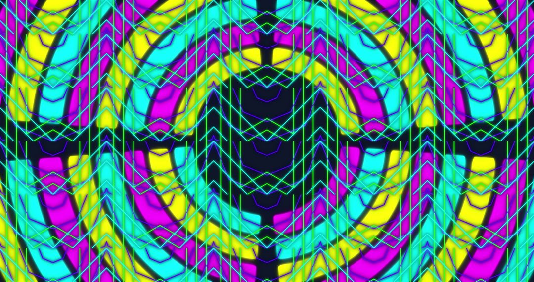 Vibrant Kaleidoscopic Shapes with Energetic Neon Colors