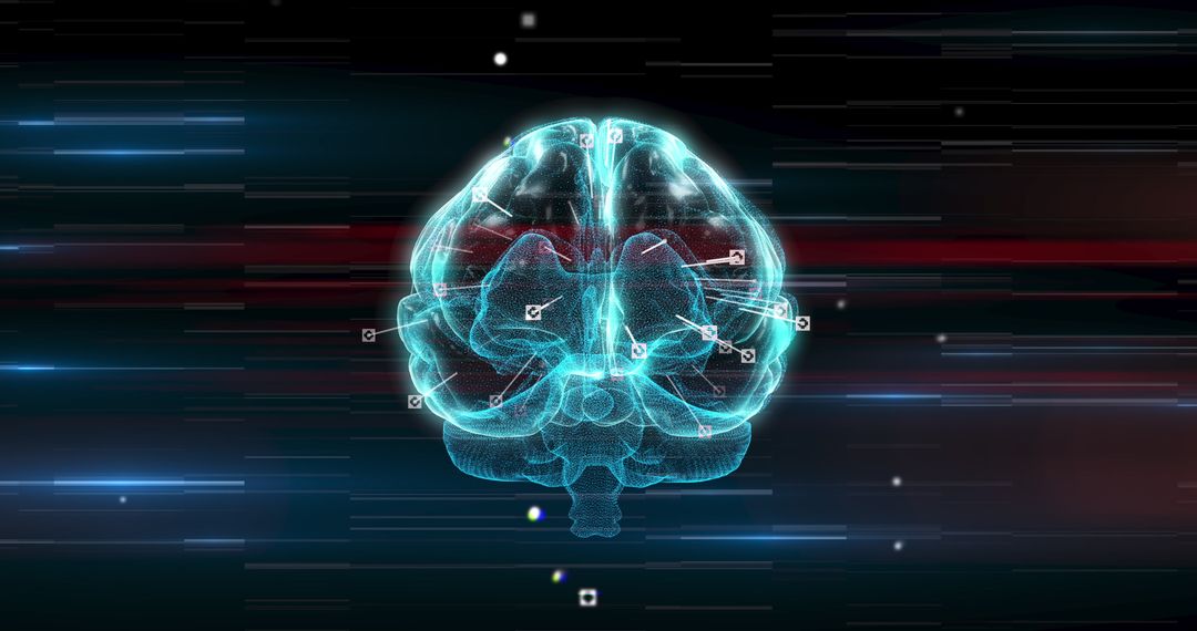Futuristic 3D Glowing Brain with Network Connections
