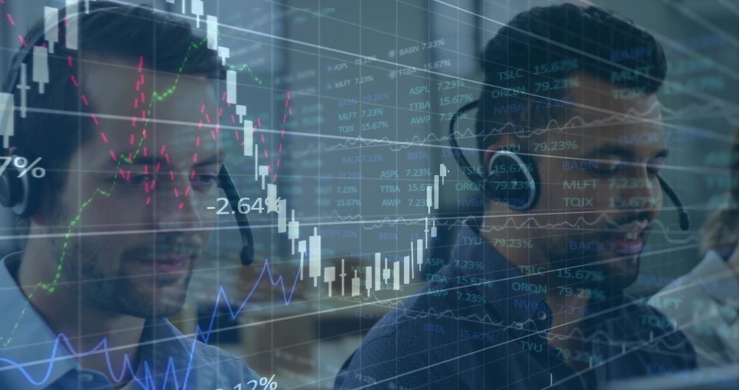 Professionals Analyzing Stock Data in Office Environment