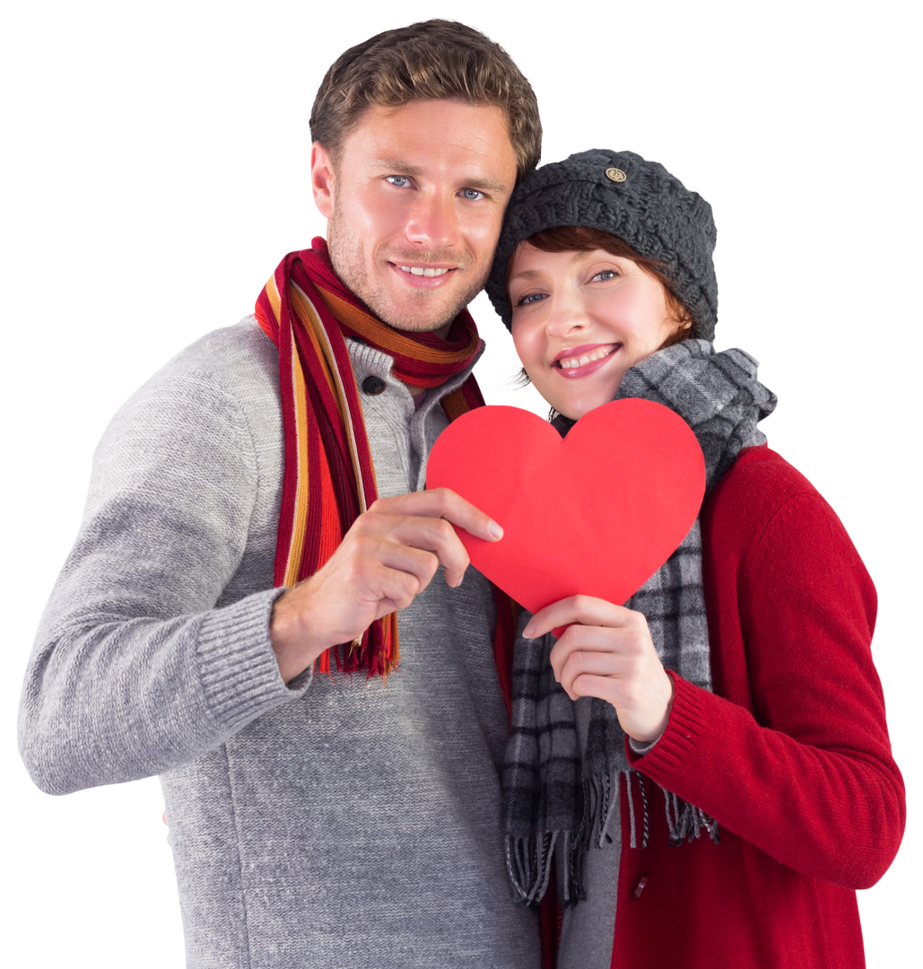 Smiling Couple Holding Red Heart Transparent Background - Download Free Stock Images Pikwizard.com