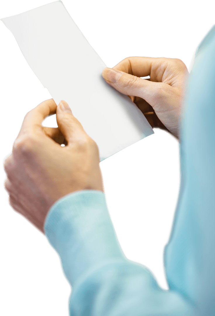 Transparent Image of Hand Holding Blank Paper