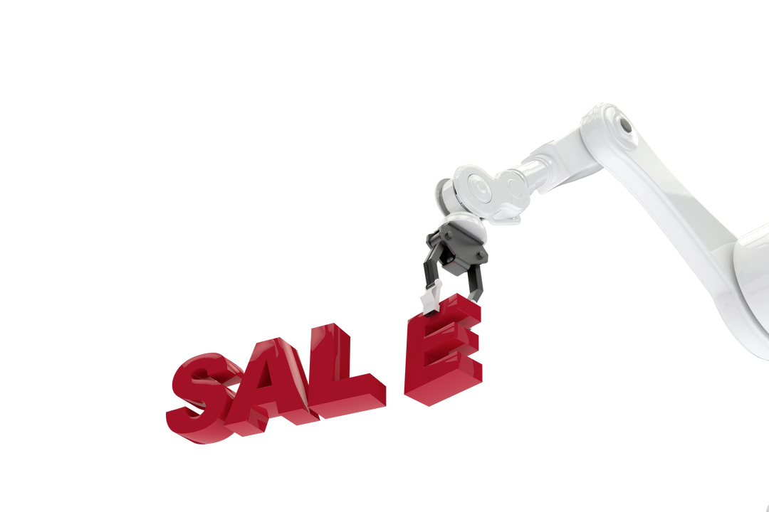 Transparent robotic arm placing SALE text with precision manipulation - Download Free Stock Images Pikwizard.com