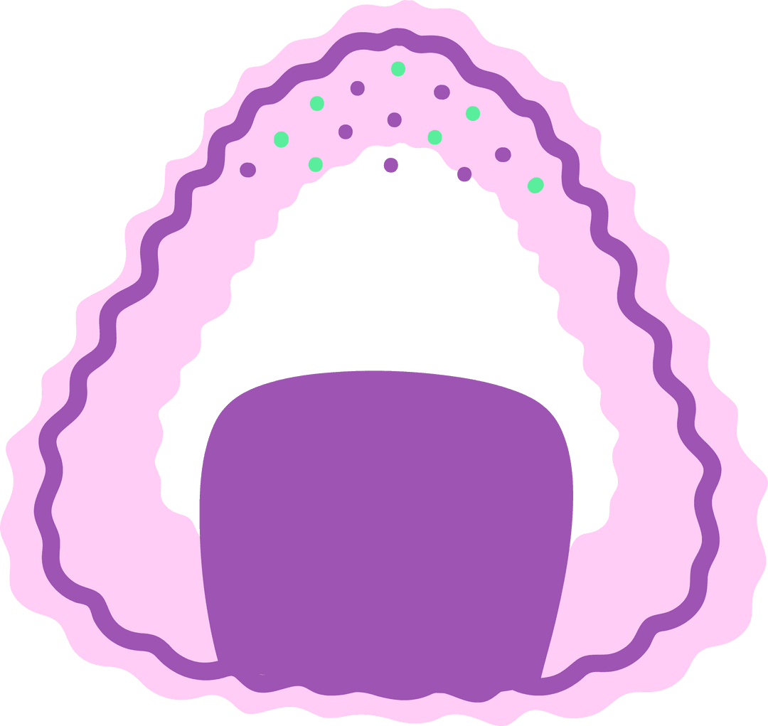 Purple Block with Wavy Pink Border and Mint Dots on Transparent