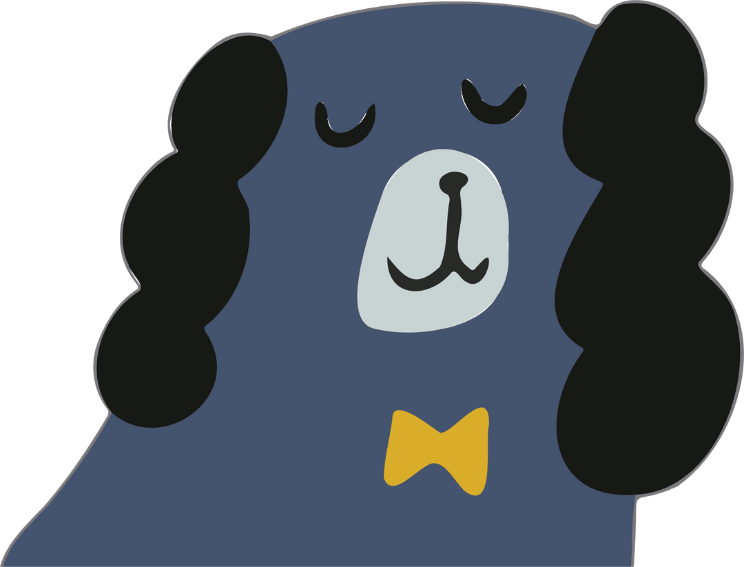 Playful Blue Dog with Bow Tie on Transparent Background