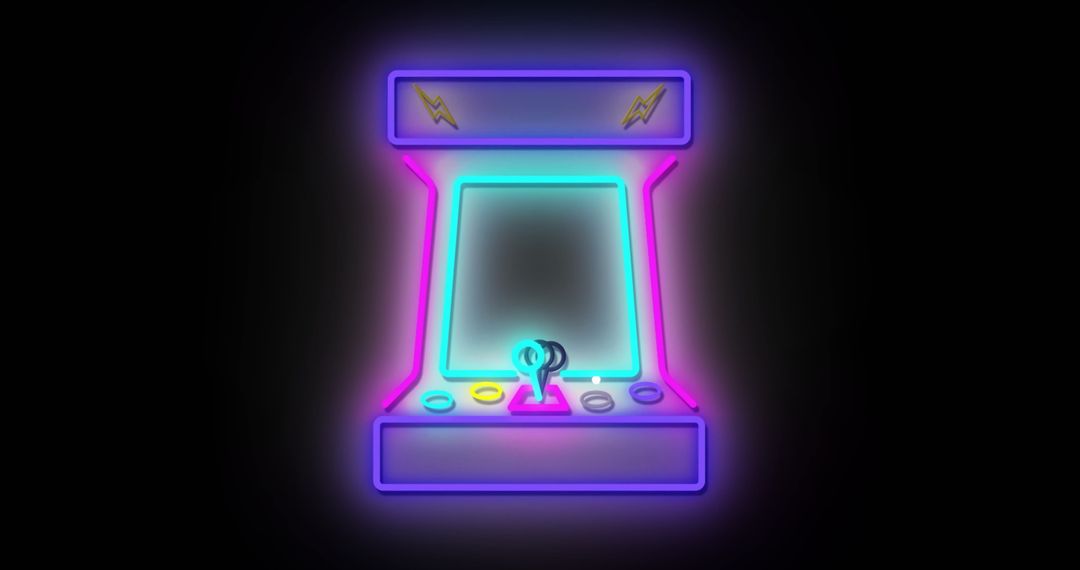 Neon Arcade Game Glowing in Retro Colors