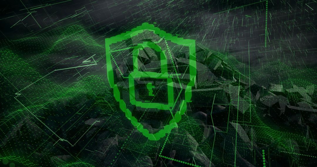 Futuristic Padlock Icon in Cybersecurity Network Grid