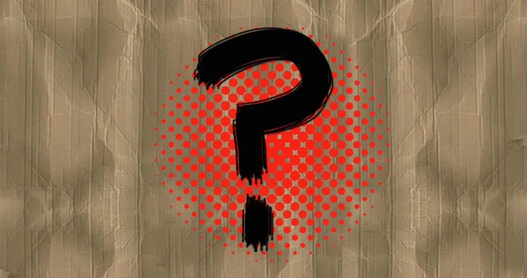 Grunge Question Mark Art with Red Polka Dots