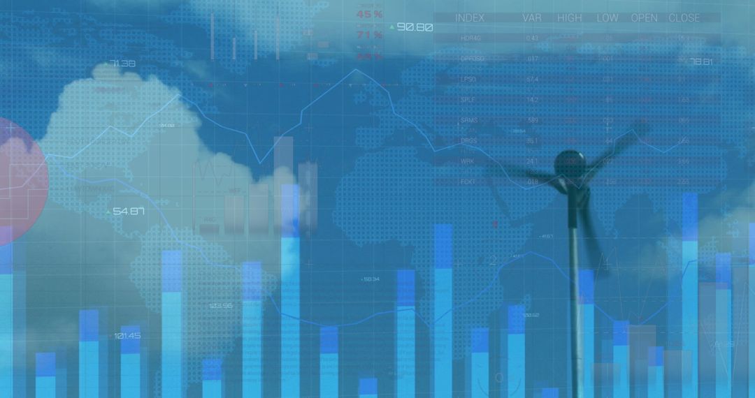 Overlay of Financial Data with Business Impact and Virus Imagery
