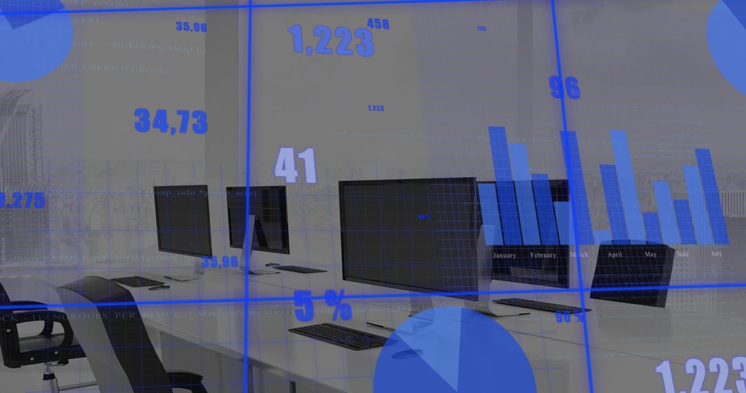 Digital Data Analytics Overlay in Modern Office