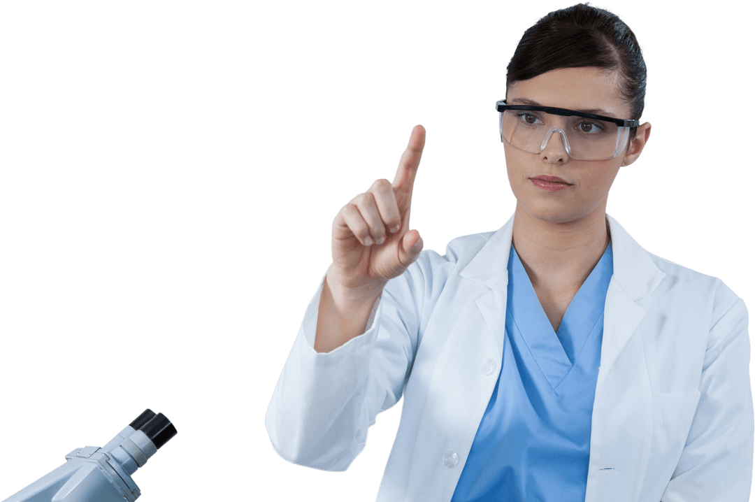 transparent scientist interacting with microscopic technology - Download Free Stock Images Pikwizard.com