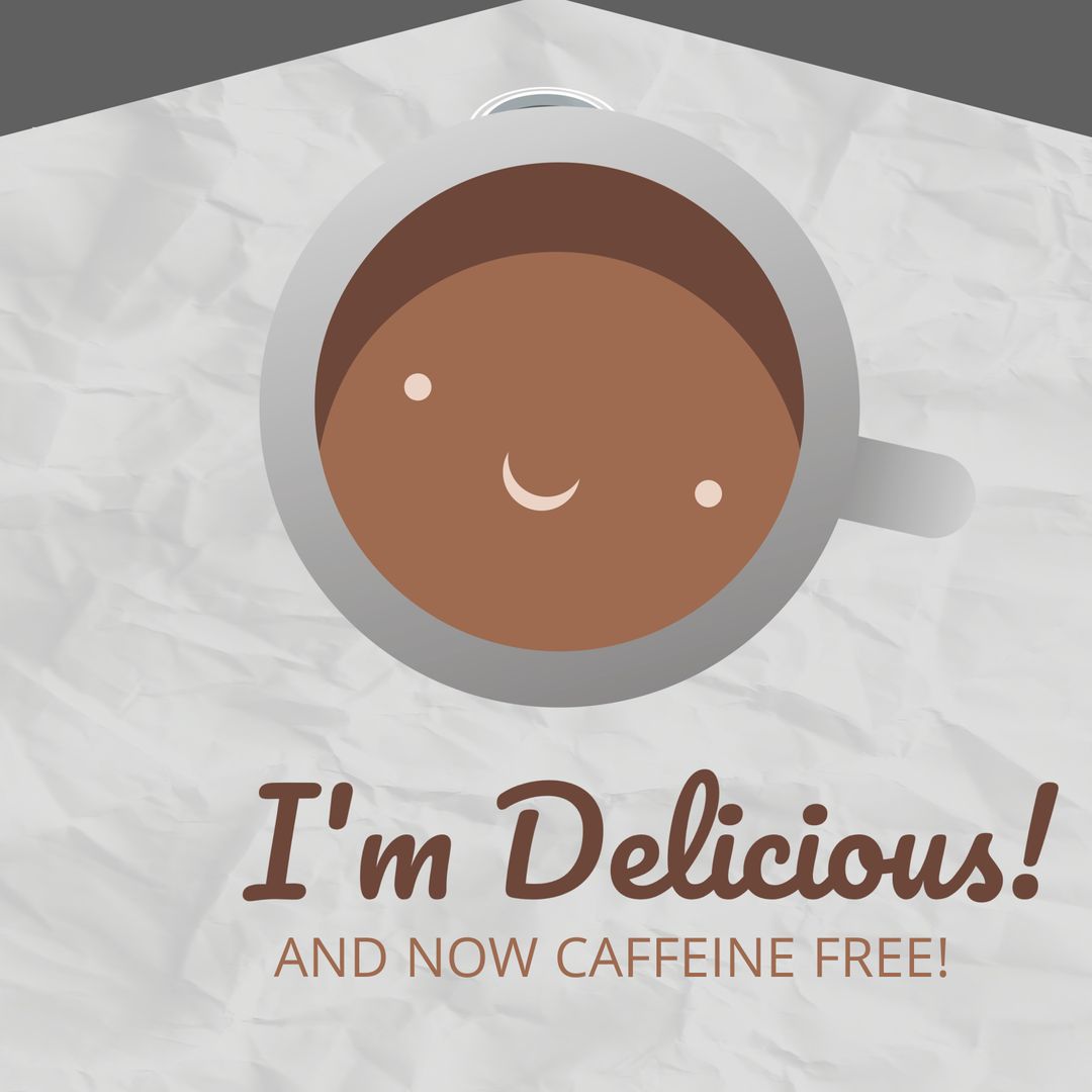 Whimsical Smiling Coffee Cup Promoting Caffeine-Free Delight - Download Free Stock Templates Pikwizard.com