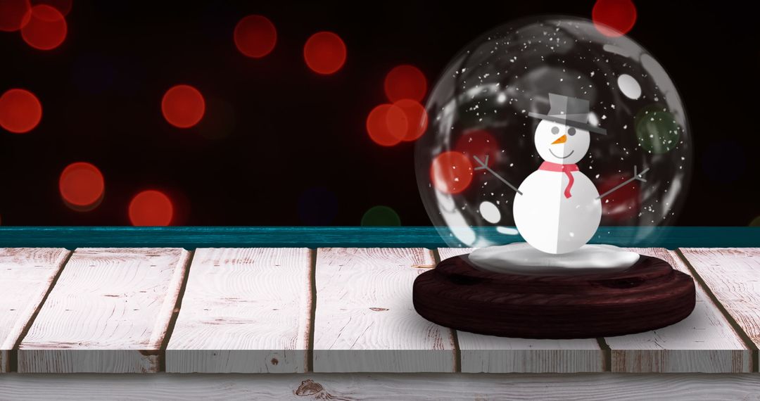 Snowman Snow Globe with Festive Red Christmas Lights