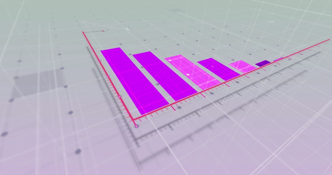Abstract Futuristic Bar Graph with Pink Bars and Grid Background