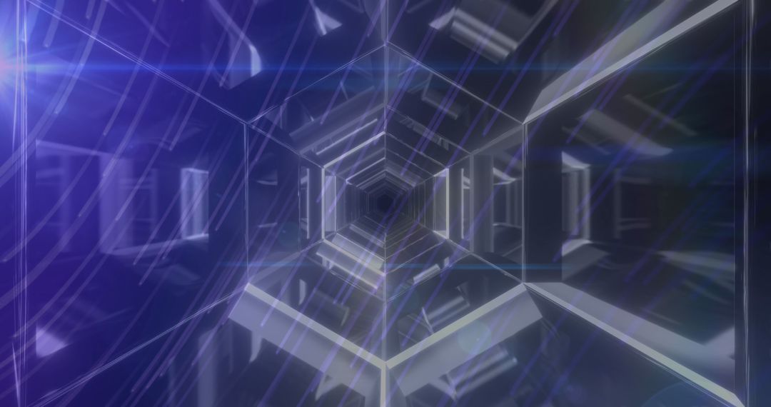 Futuristic Digital Tunnel with Luminous Light Trails