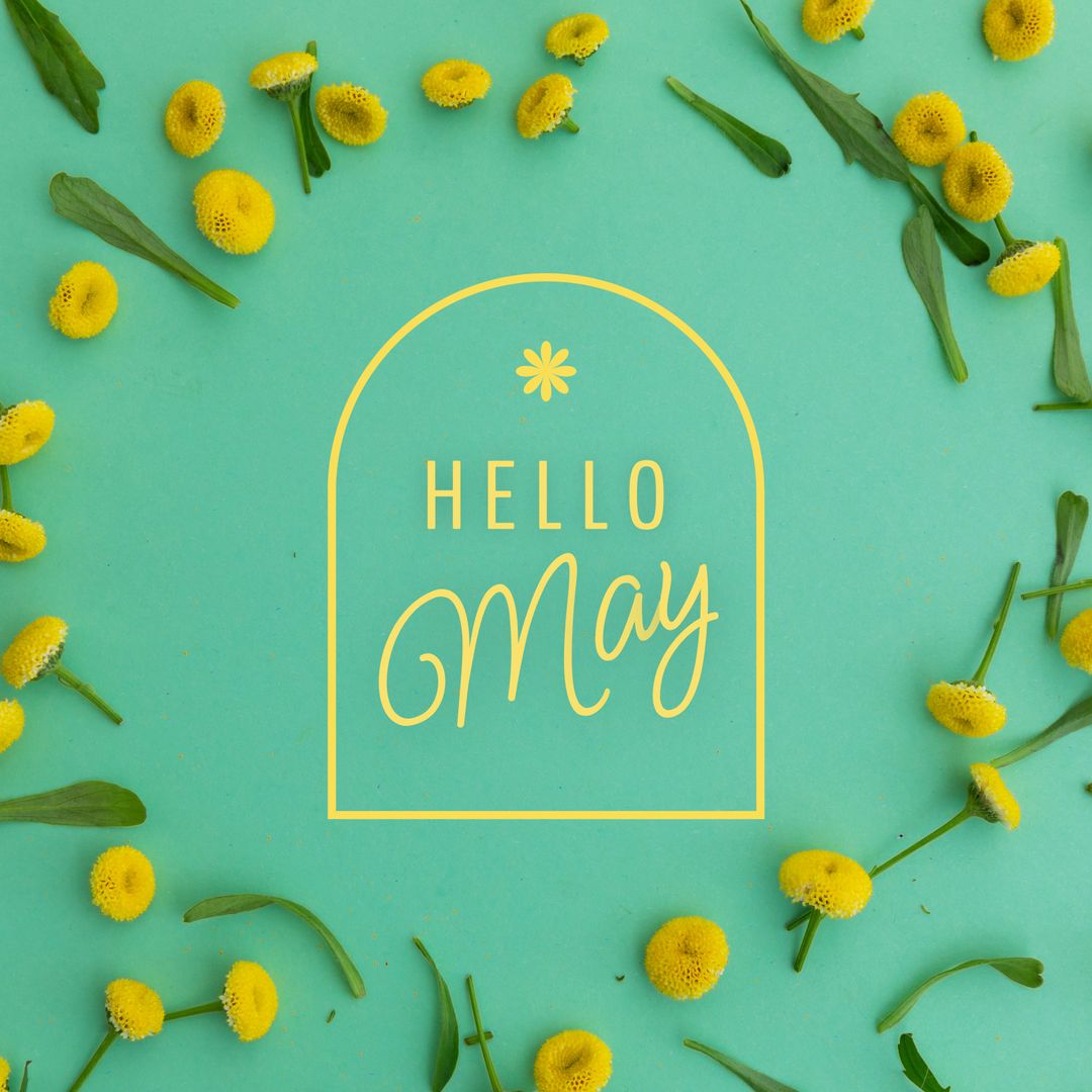 Hello May Floral Greeting with Yellow Flowers