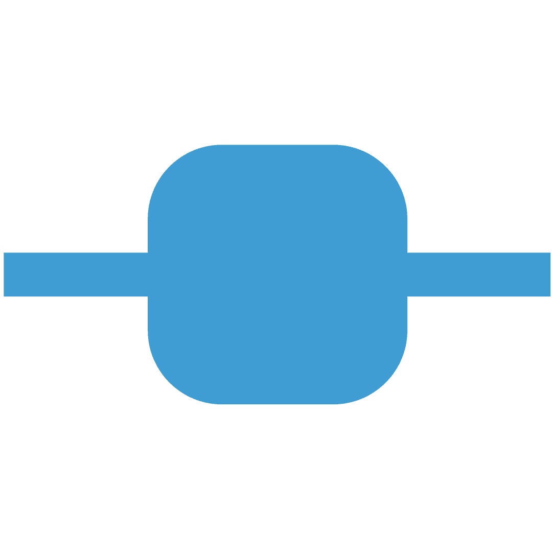 Blue Rounded Square with Line on Transparent Background