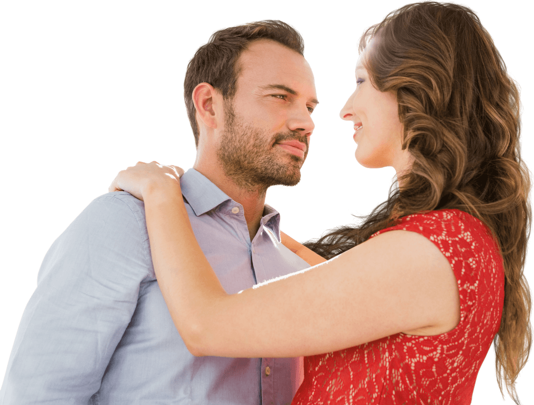 Transparent Romantic Couple Gazing Into Each Other's Eyes