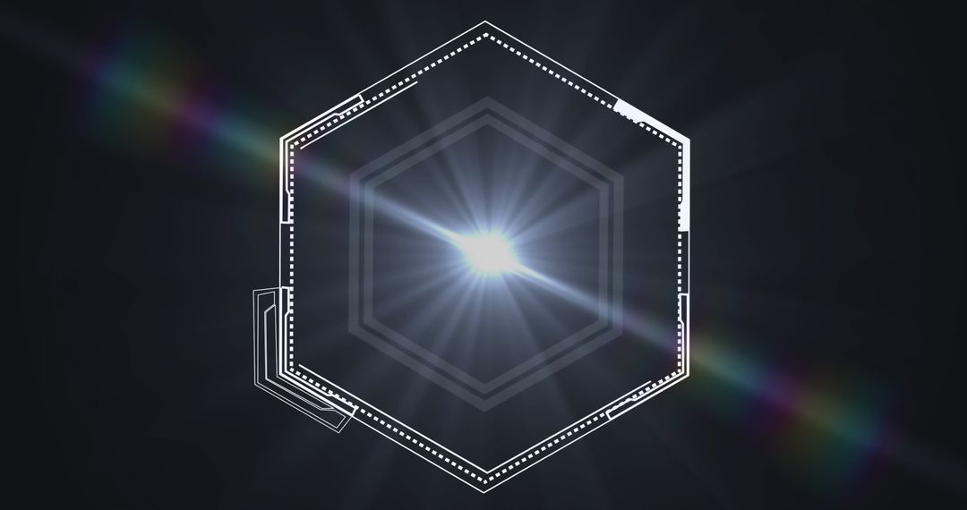 Futuristic hexagonal design with light rays