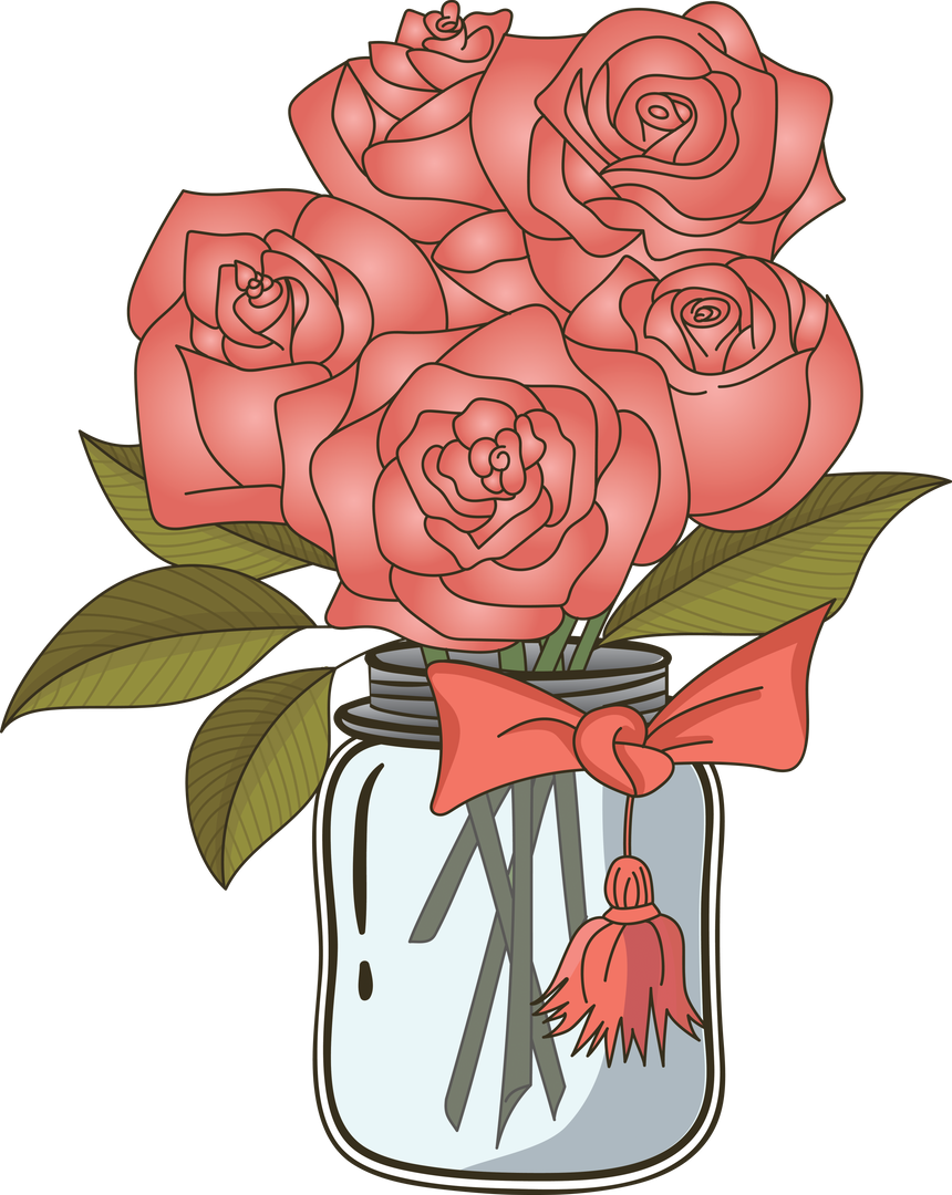 Digital PNG Illustration of Red Roses in Jar on Transparent Background - Download Free Stock Images Pikwizard.com