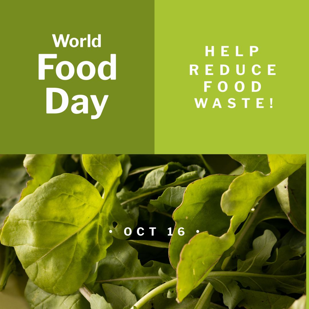 World Food Day Promotion with Fresh Leaves and Green Background