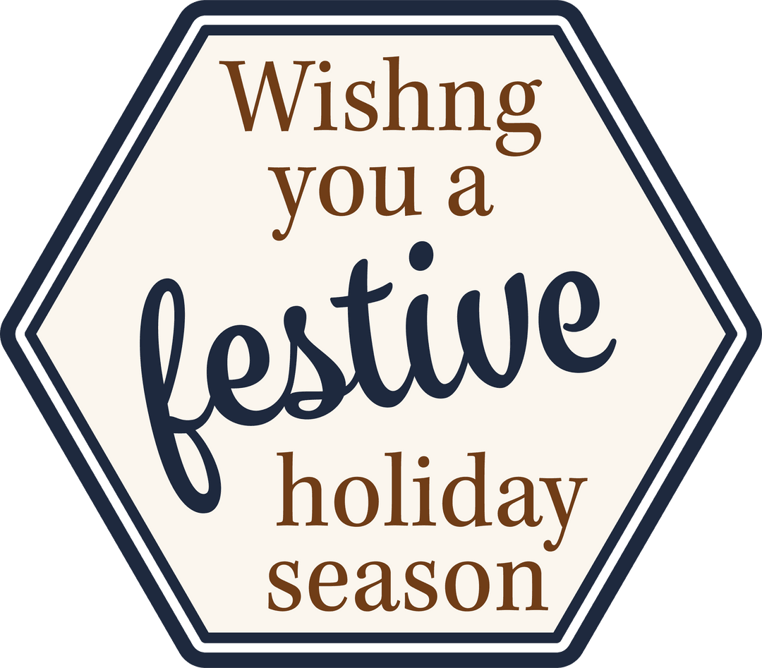 Holiday Festive Text Hexagon on Transparent Background