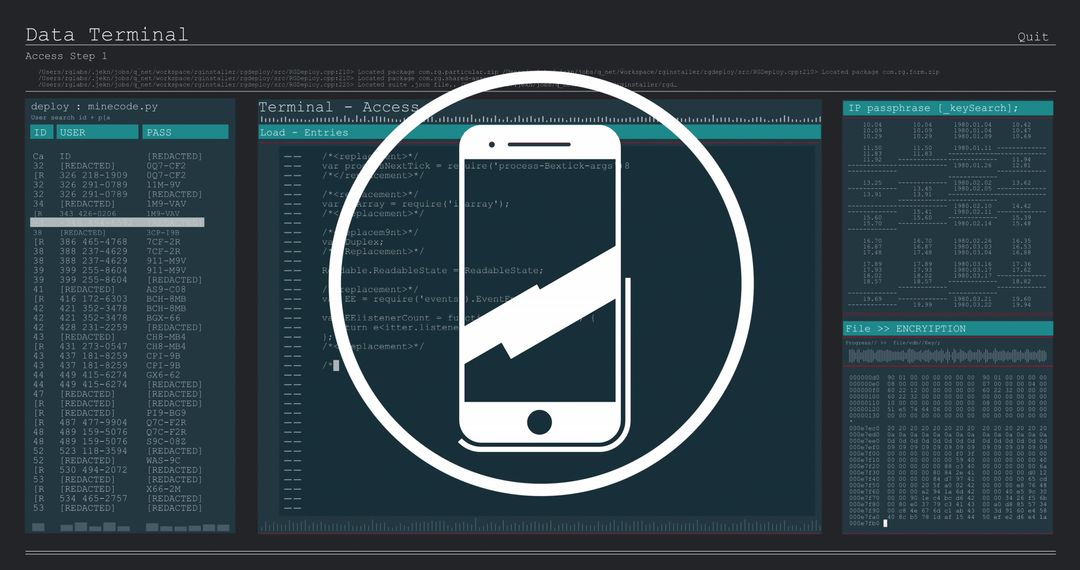 Smartphone Interface Over Digital Data Processing Screen