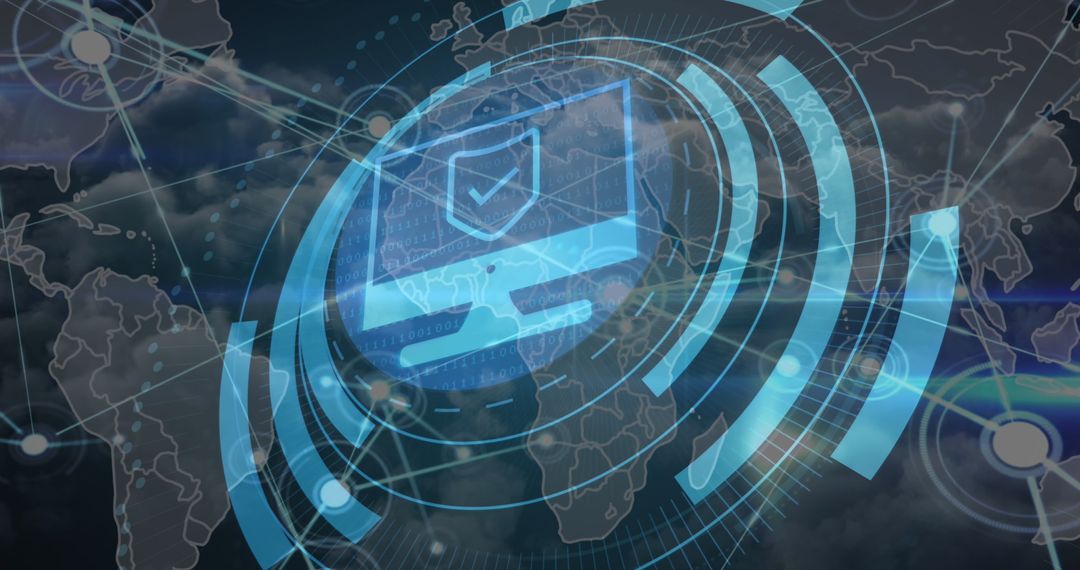 Global Digital Network with Cybersecurity Concept in Blue Hues