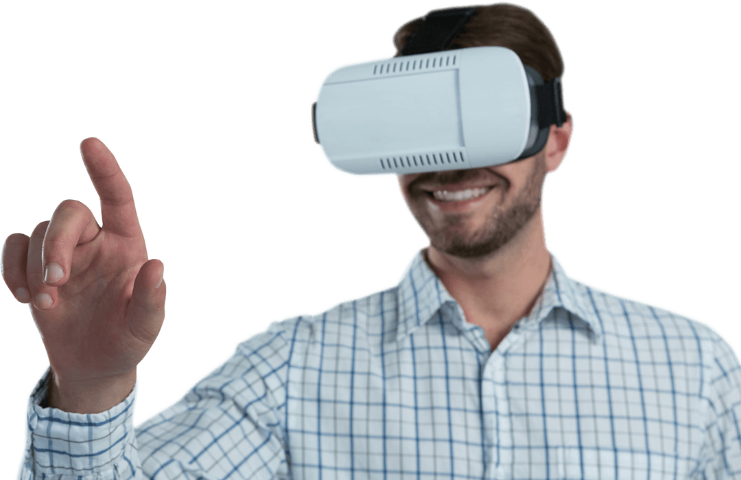 Transparent Background Man Using Virtual Reality Headset Gesturing - Download Free Stock Images Pikwizard.com