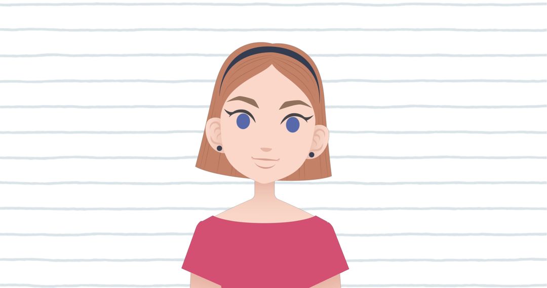 Pictogram of Woman with Copy Space on Striped Background