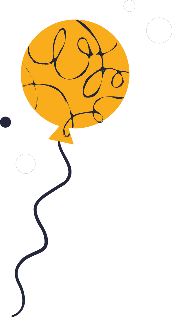 Transparent Vector Design of Festive Balloon with Swirl Lines