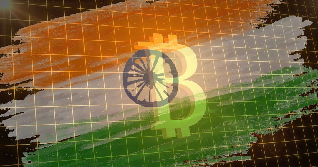 India Flag and Bitcoin Symbol Blend: Digital Currency Concept