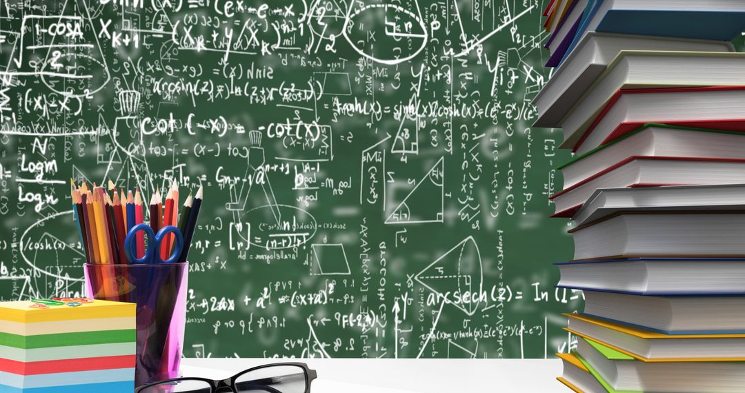 Classroom Math Concepts with Stationery and Textbooks