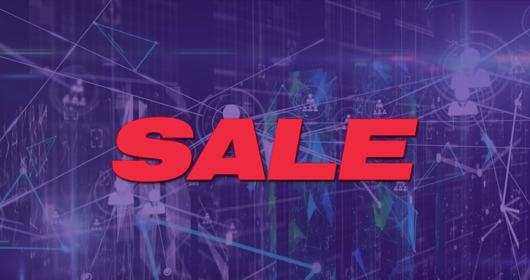 Red SALE Text on Dynamic Digital Network Background