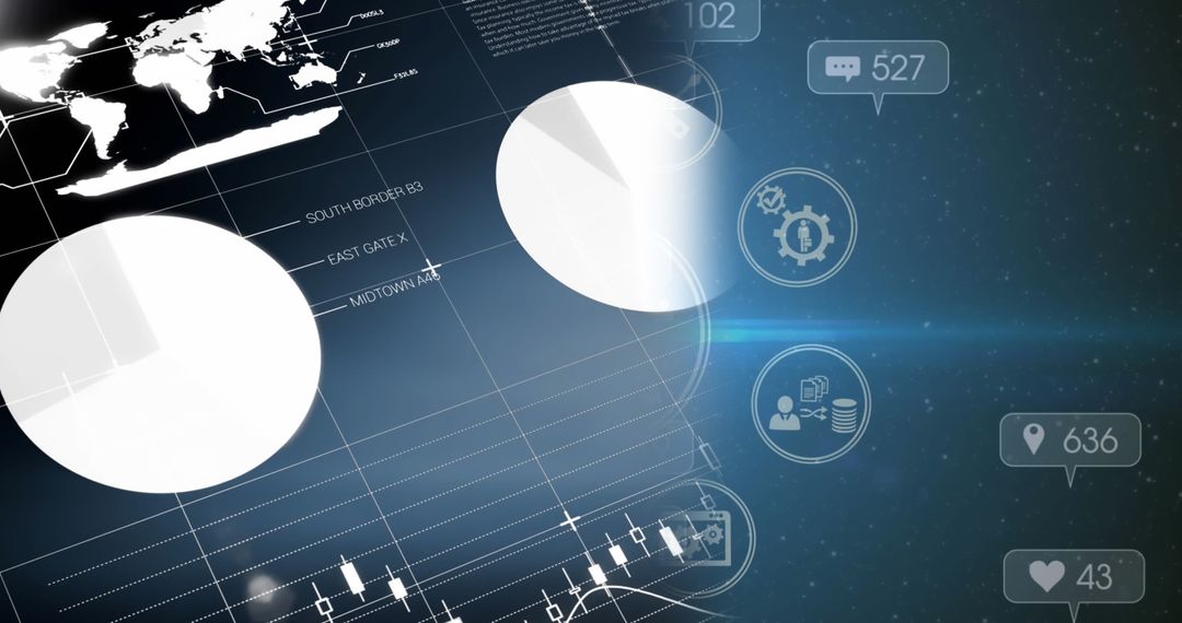 Futuristic Digital Interface with Global Business Data