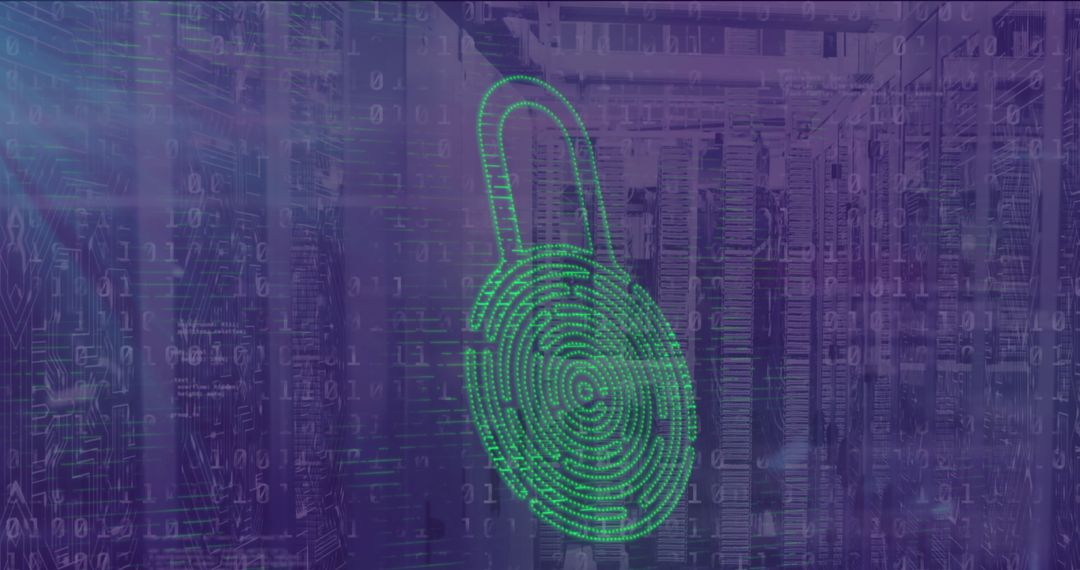 Digital Security Concept with Padlock Over Server Room
