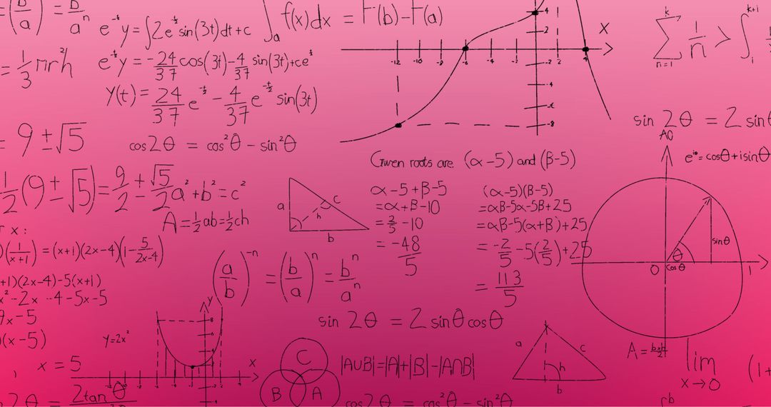 Mathematical Formulas on Pink Background Illustration