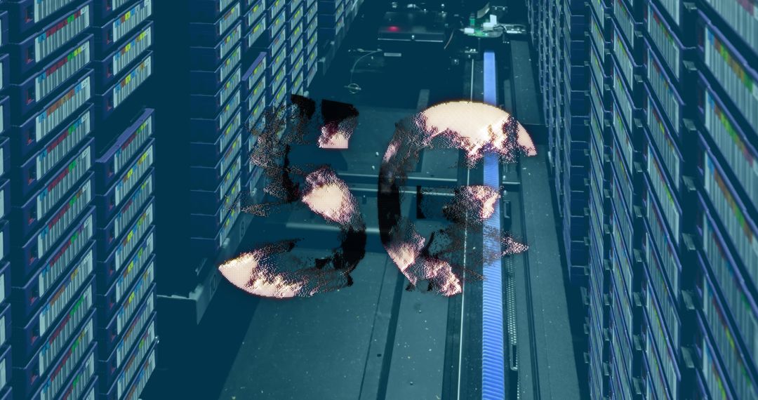 Digital Connections Highlighting 5G Technology in Server Room
