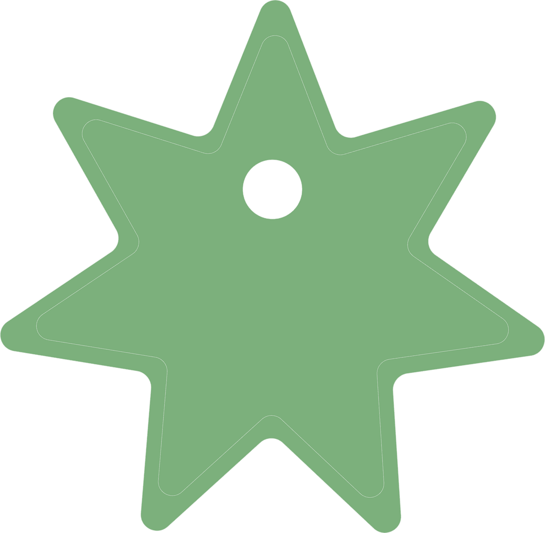Green Star-Shaped Transparent Label for Celebrations