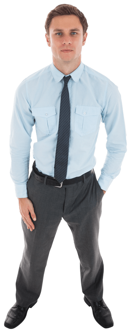 Transparent Image of Serious Businessman in Formal Attire