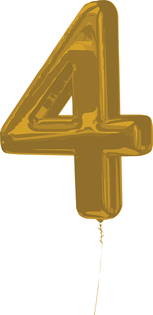 Yellow Number 4 Balloon PNG Transparent Image for Celebrations