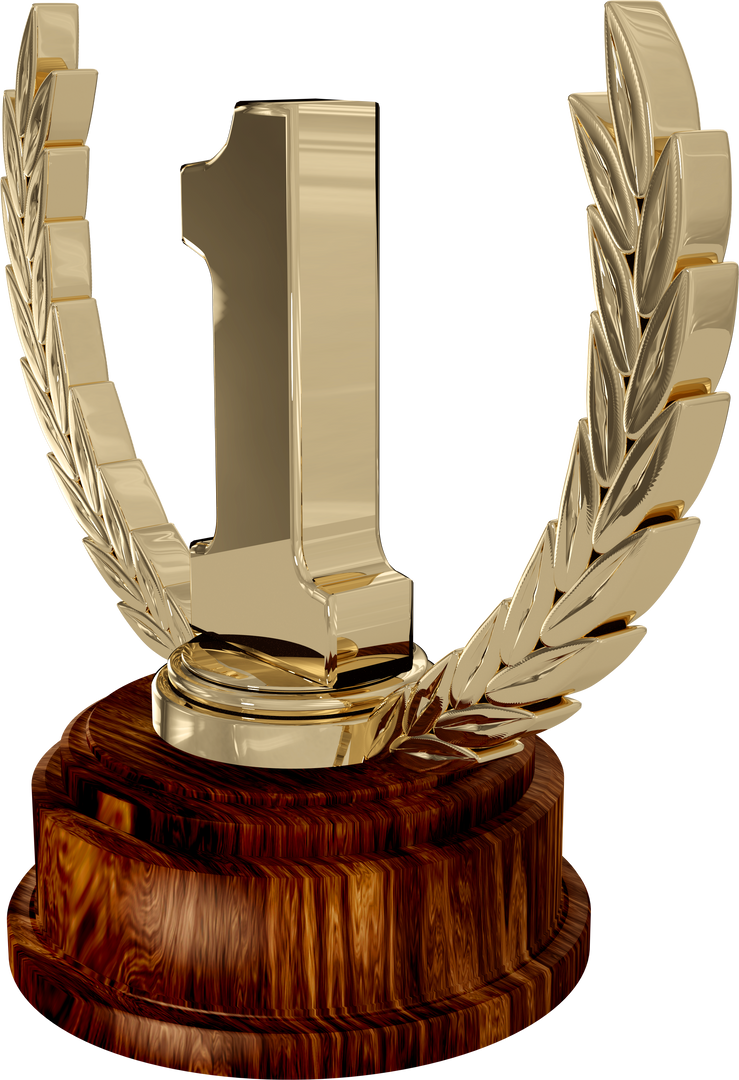 Transparent Gold First Place Trophy with Laurel for Achievement and Success - Download Free Stock Images Pikwizard.com