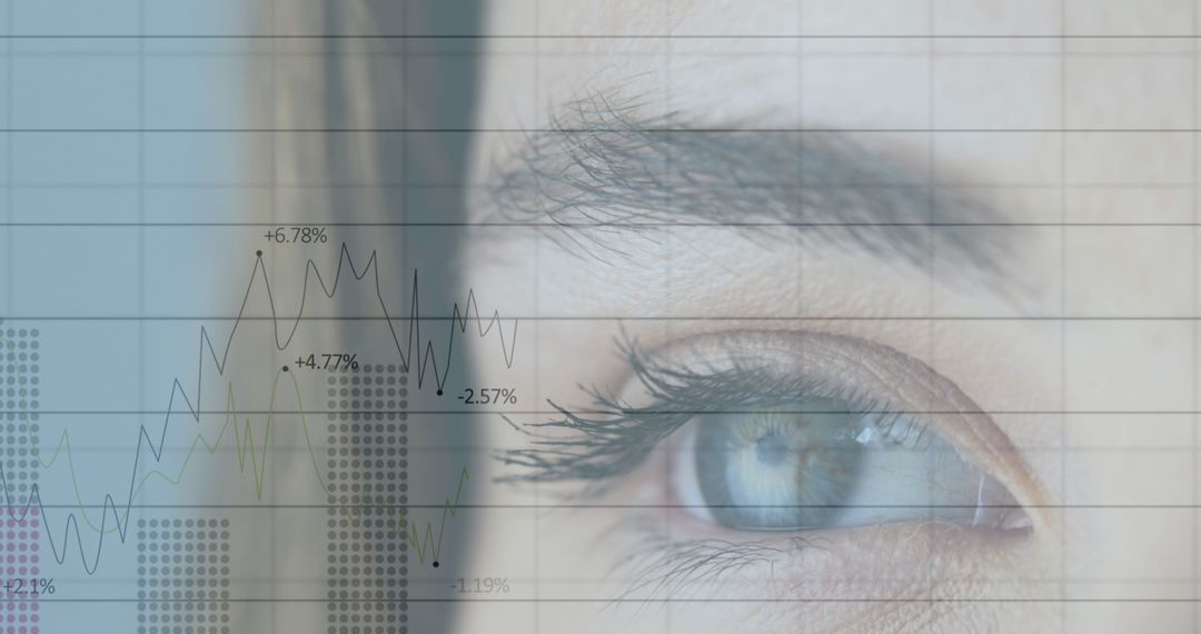 Futuristic Data Analytics Technology Across Woman's Eye