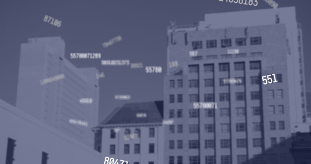 Falling Numbers Over Cityscape Representing Digital Economy