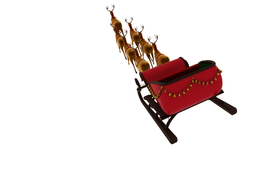 Transparent Christmas Sleigh with Reindeer High Angle View