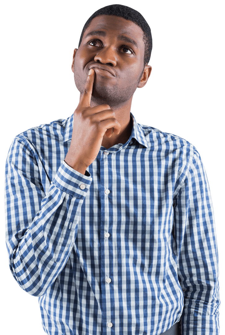 Transparent Thoughtful African American Businessman Posing
