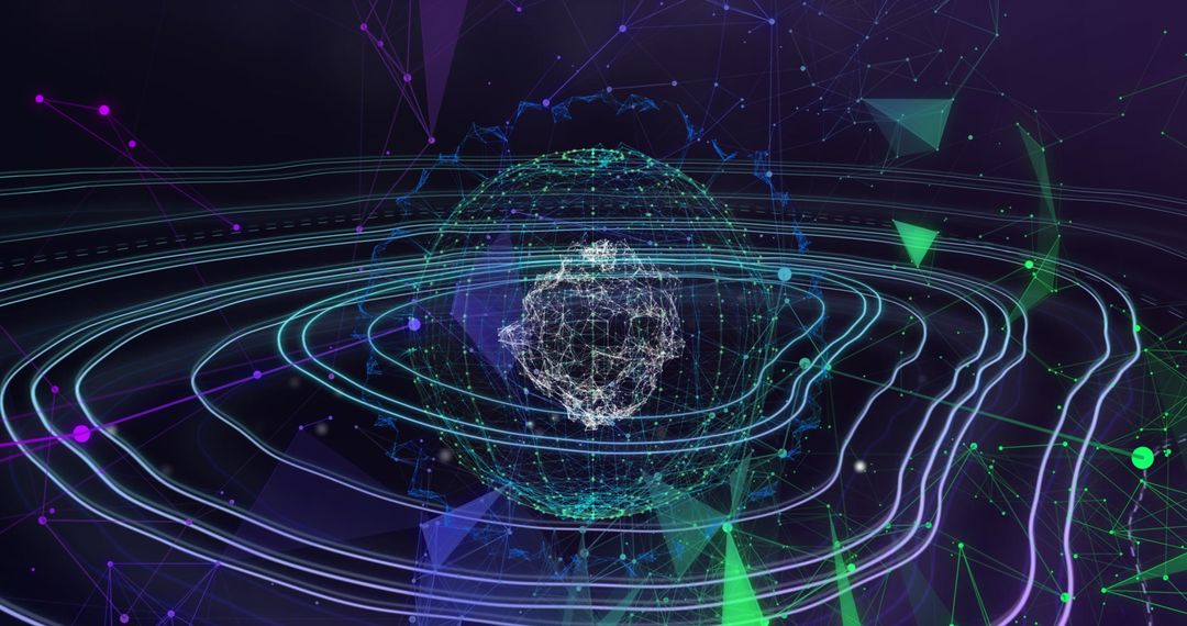 Digital Globe with Spinning Network Connections and Lines