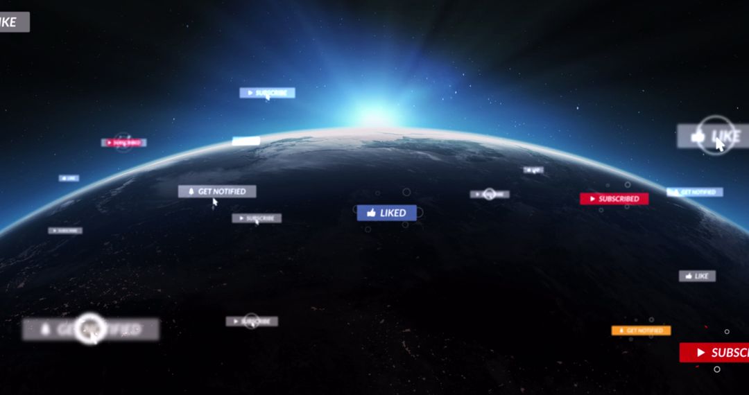 Interactive Social Media Icons Over Earth Horizon