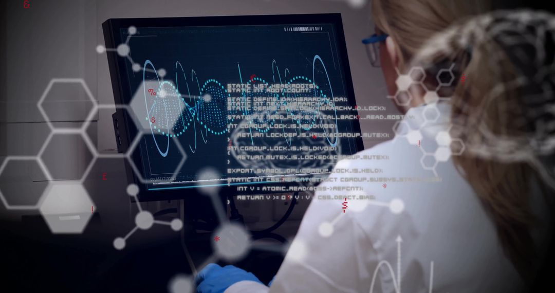 Scientist Analyzing Digital Data with Brain Imagery Concept